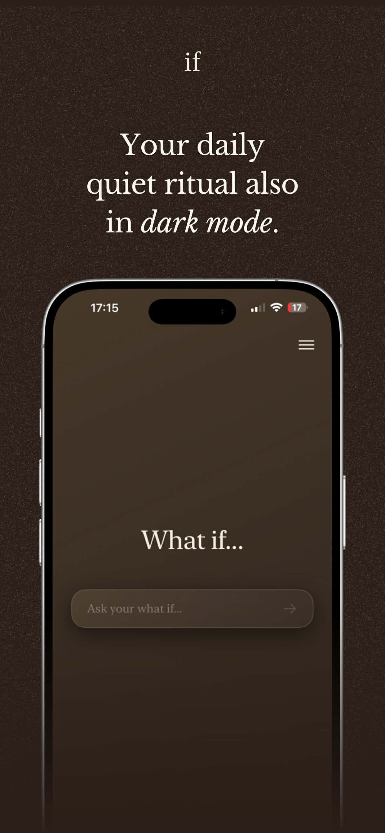 What If app screenshot – hero screen